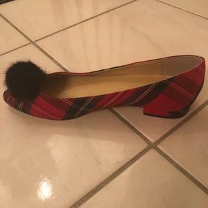 Plaid Pom-Pom Flats